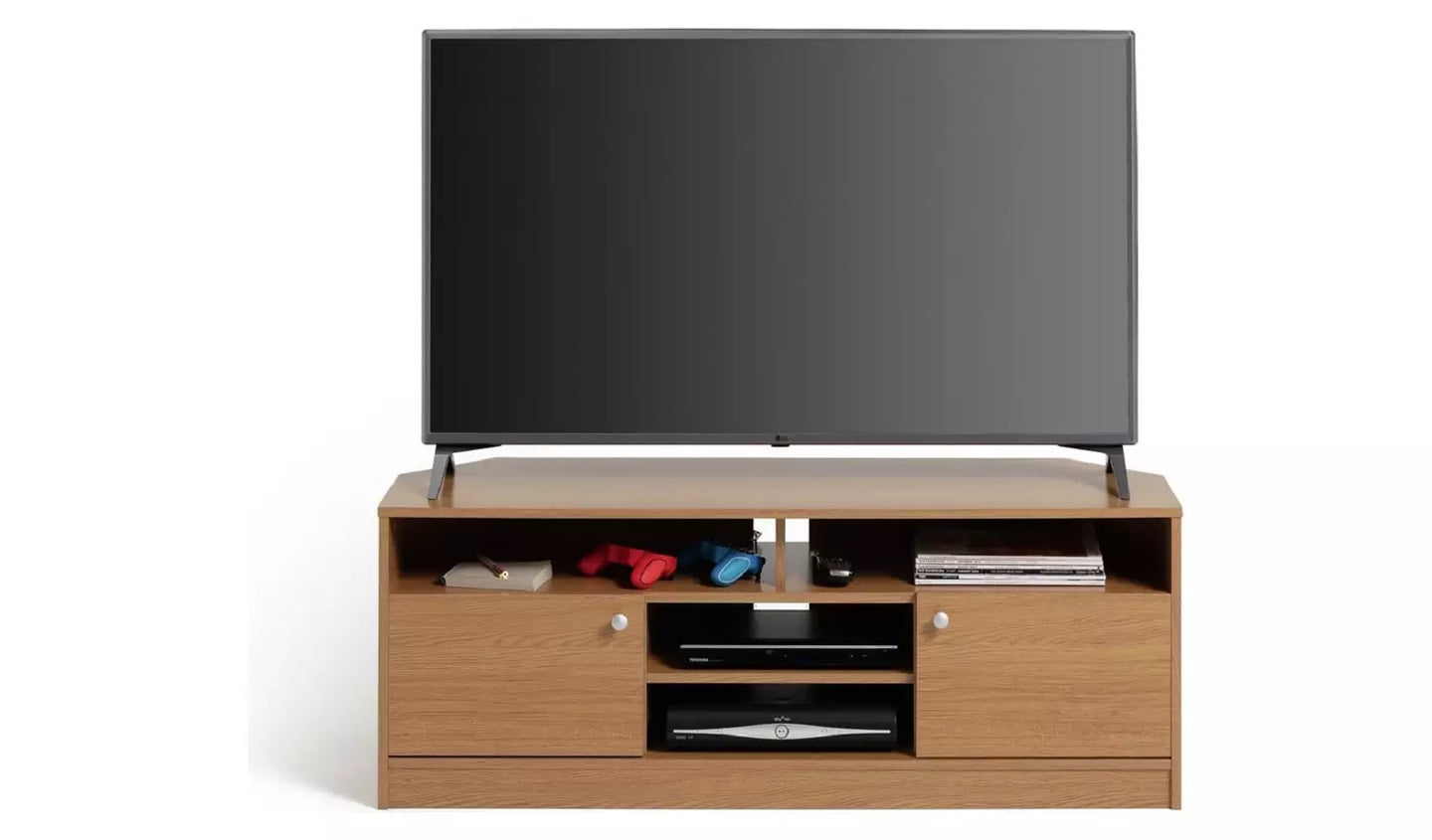Assembled Corner 2 Door TV Unit - Oak